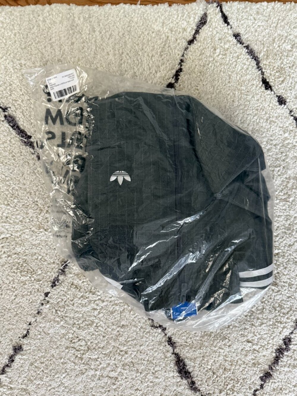 adidas Originals Gray Pinstripe Track Varsity Jacket with White Stripes - Picture 7 of 9